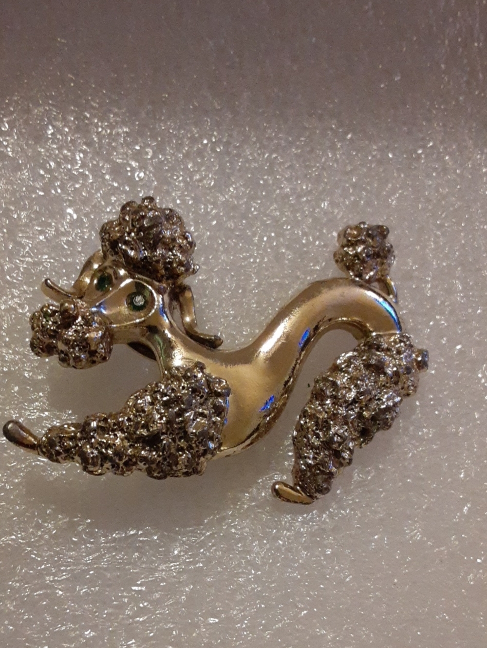 Gerry's Poodle Brooch with Green Eyes
